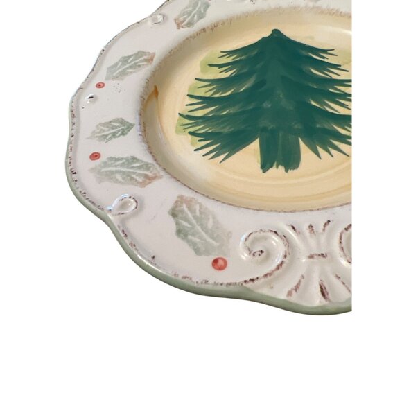 Royal Norfolk Holiday Salad Plate Pine Tree Design Microwave Dishwasher Safe - Picture 3 of 4